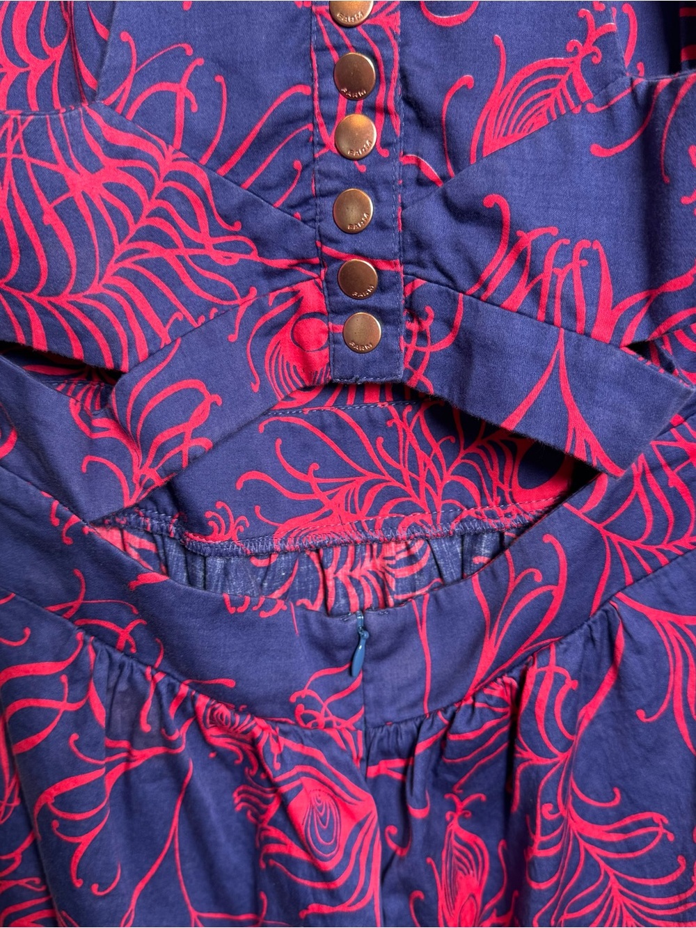 Rare Early FARM Rio Brazil Navy Dress Open Back Cotton Size Medium - Picture 9 of 11